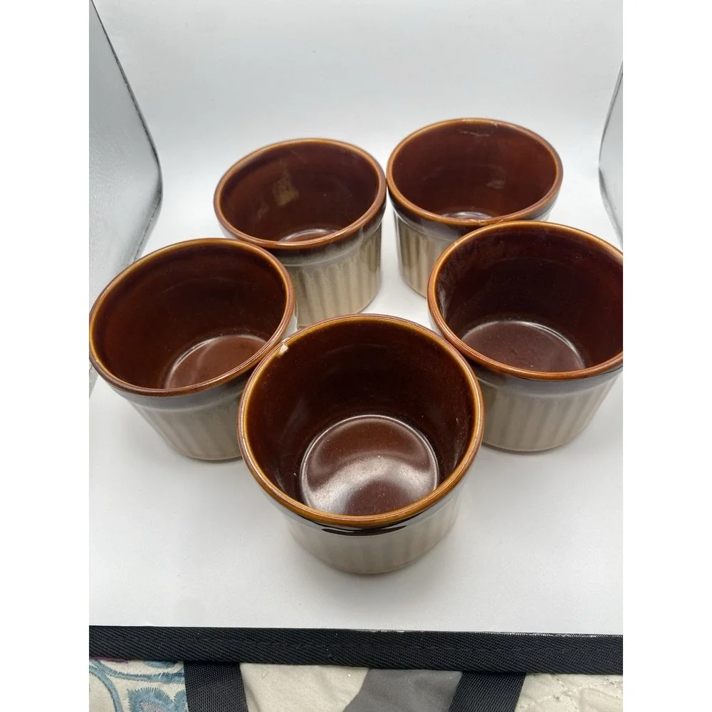 VTG Sango Brown Ceramic Ramekins
